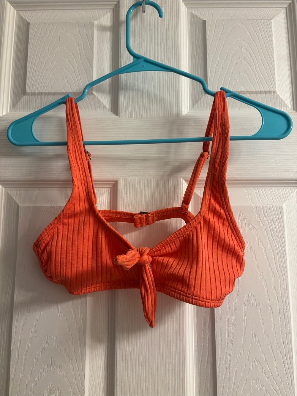 Xhilaration Women’s Coral Ribbed Tie-Front Bikini Top